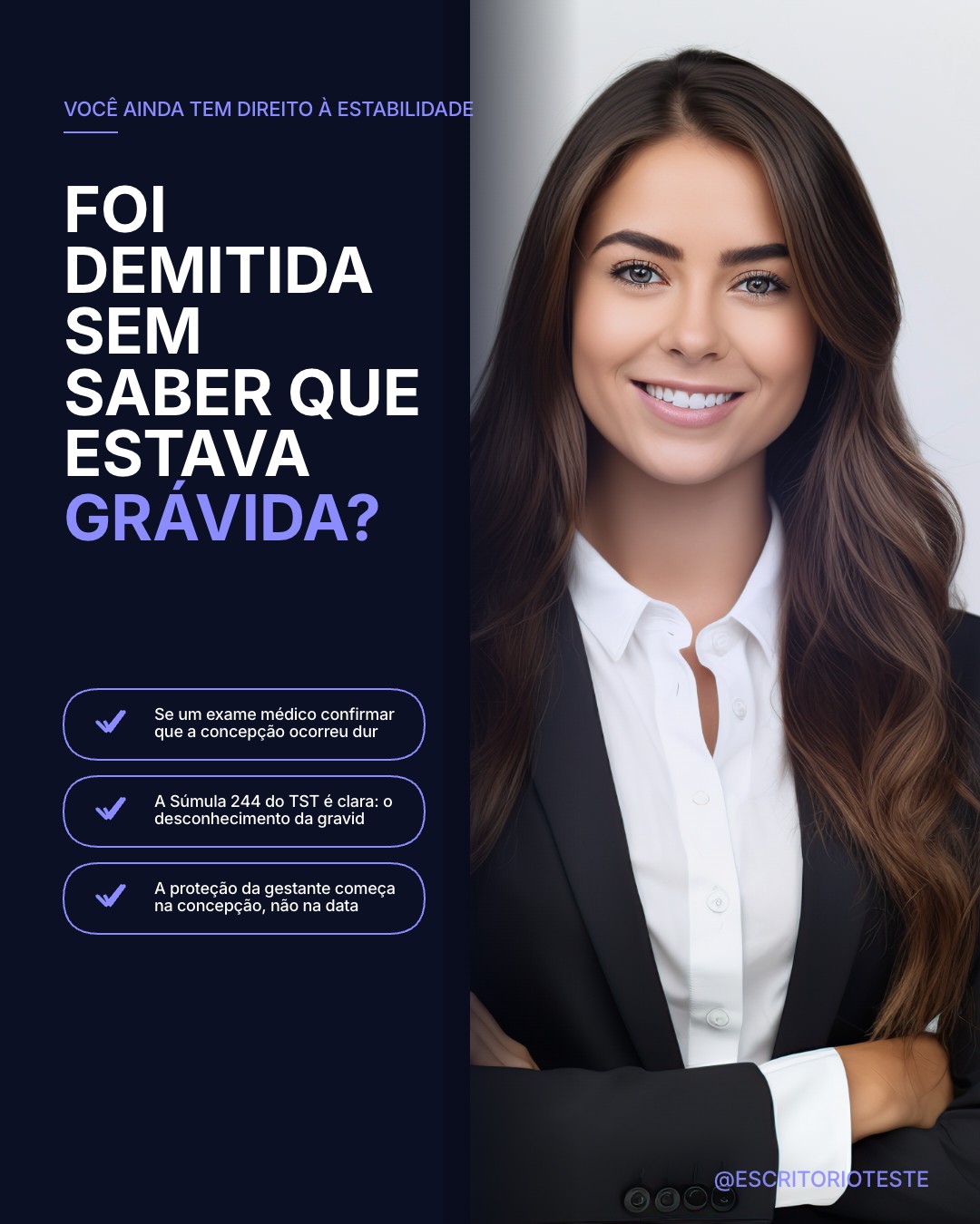 Exemplo de capa: Foi demitida sem saber que estava grávida?